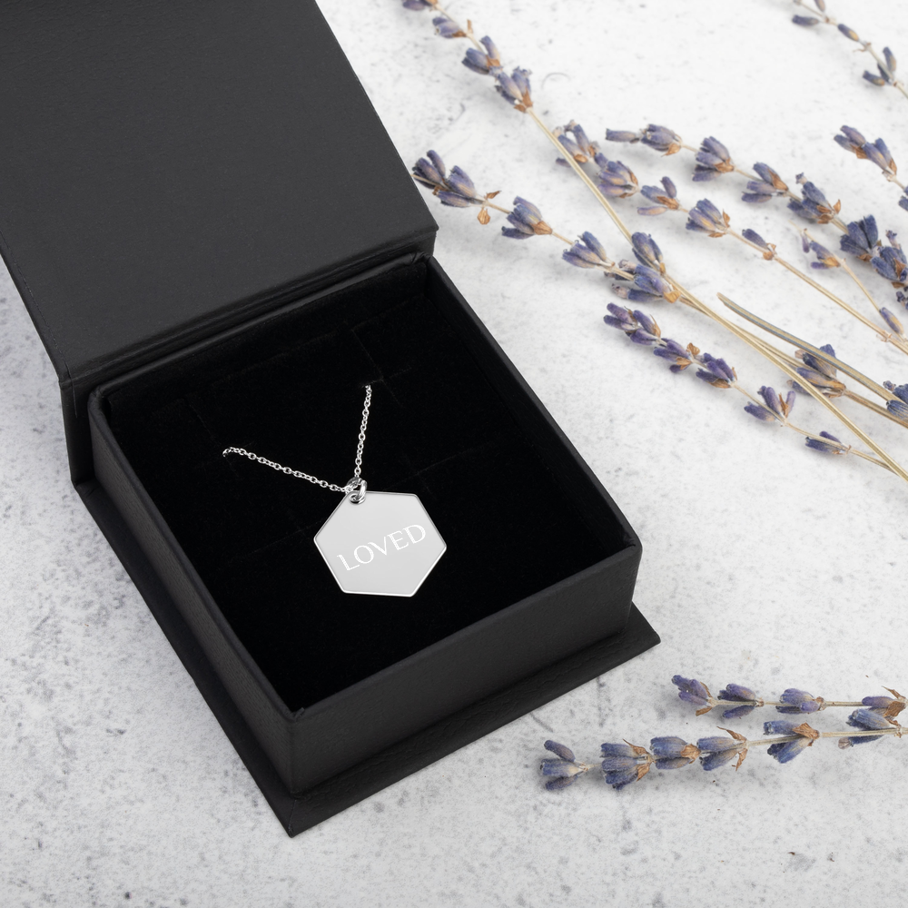 Sterling Silver Loved Hexagon Necklace