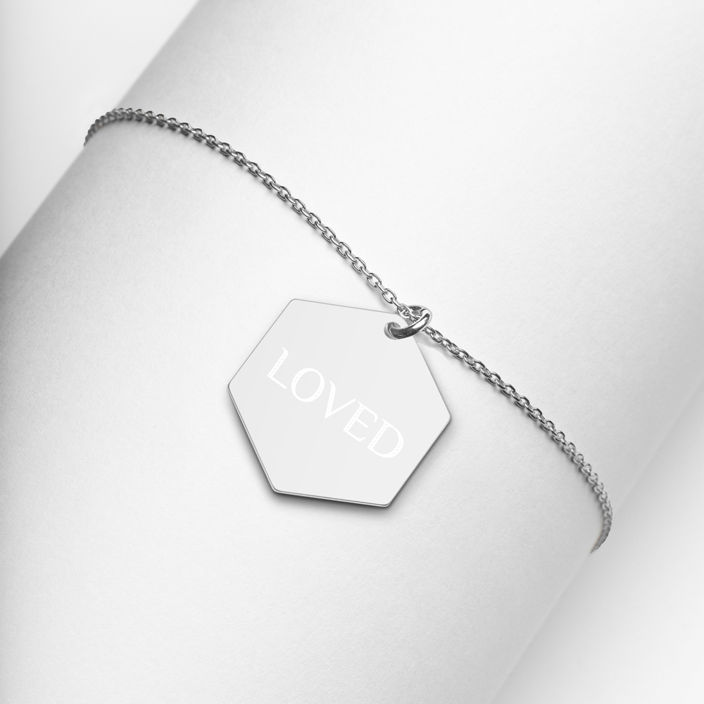 Sterling Silver Loved Hexagon Necklace