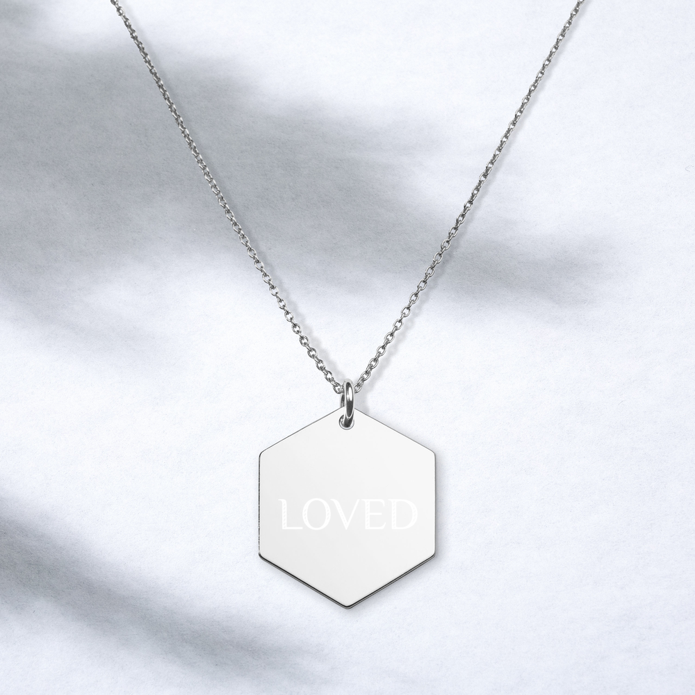 Sterling Silver Loved Hexagon Necklace