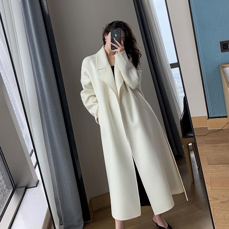 High-End White Woolen Coat for Women in Autumn/Winter