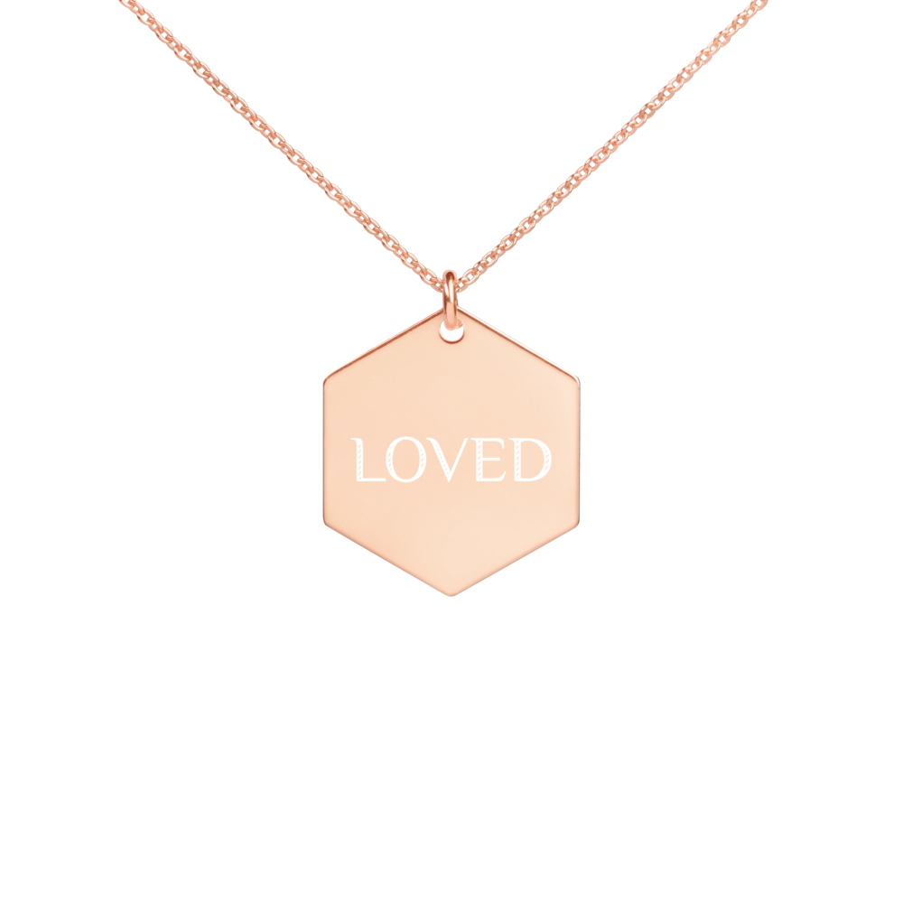 Sterling Silver Loved Hexagon Necklace