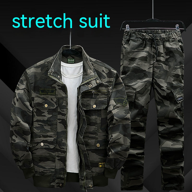 Men's Cotton Stretch Work Clothes Suit for Labor Protection