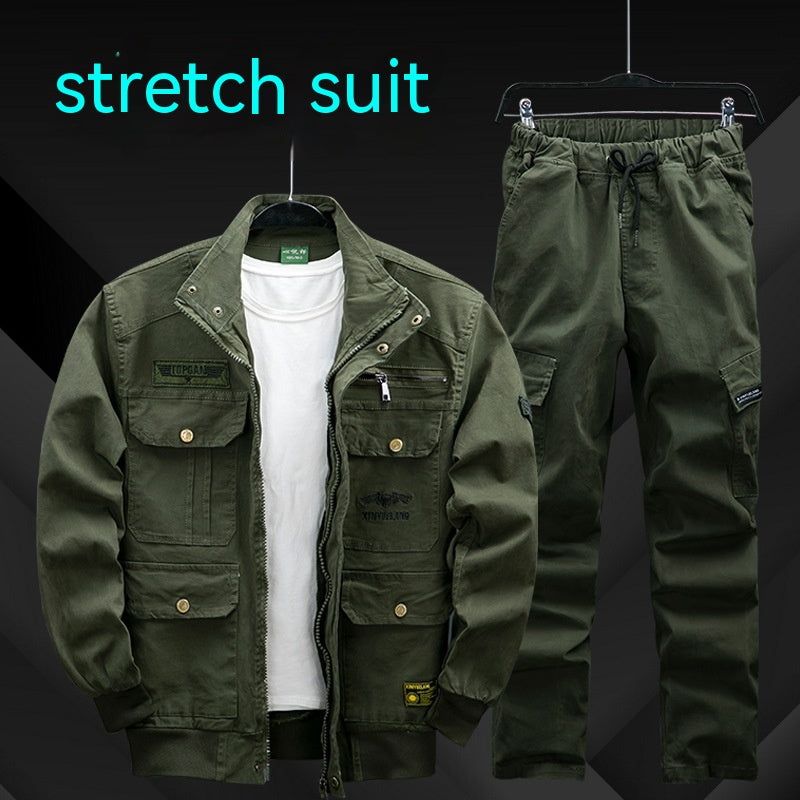 Men's Cotton Stretch Work Clothes Suit for Labor Protection