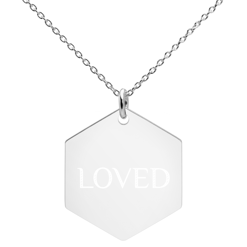 Sterling Silver Loved Hexagon Necklace