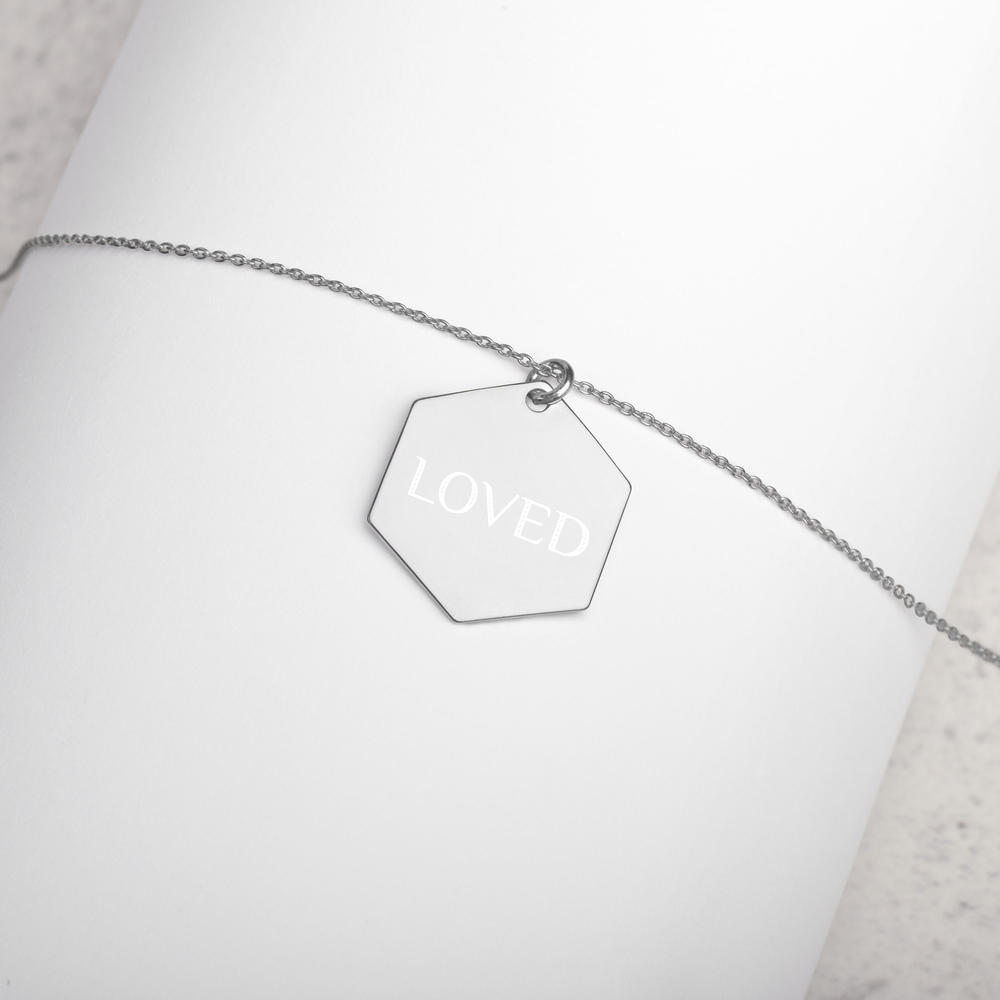 Sterling Silver Loved Hexagon Necklace