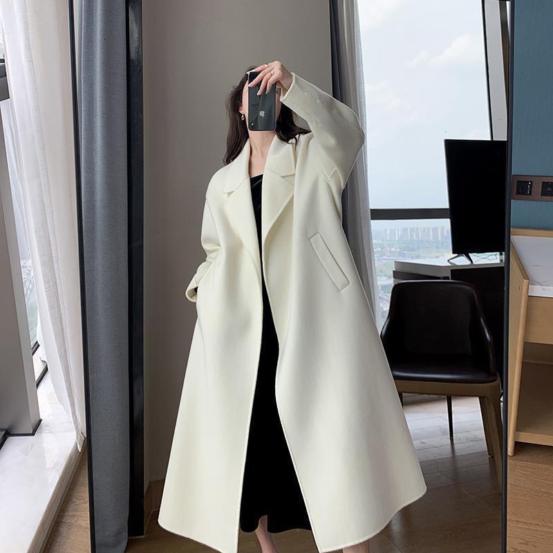 High-End White Woolen Coat for Women in Autumn/Winter